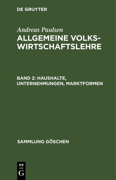 Produktbild: Haushalte, Unternehmungen, Marktformen