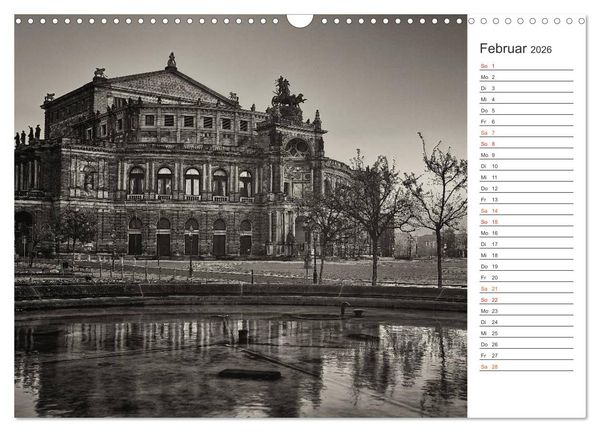 Produktbild: Dresden Schwarz-Wei&szlig; (Wandkalender 2026 DIN A3 quer), CALVENDO Monatskalender