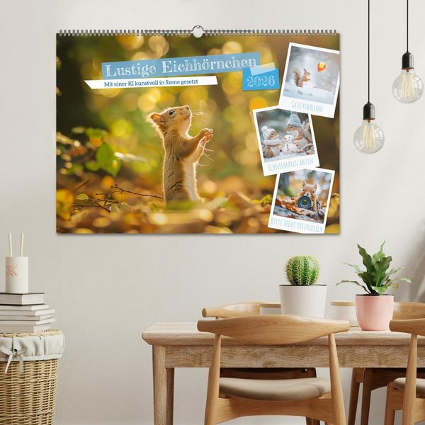 Produktbild: Lustige Eichh&ouml;rnchen (Wandkalender 2026 DIN A2 quer), CALVENDO Monatskalender