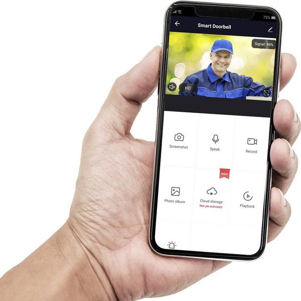Produktbild: Sygonix IP-Video-T&uuml;rsprechanlage WLAN, Funk Grau, Wei&szlig;
