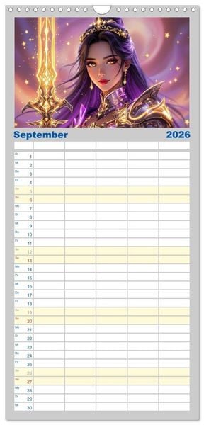 Produktbild: Familienplaner 2026 - Fantasie Asia-Girls mit 5 Spalten (Wandkalender, 21 x 45 cm) CALVENDO