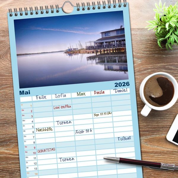 Produktbild: Familienplaner 2026 - Mein Cospudener See mit 5 Spalten (Wandkalender, 21 x 45 cm) CALVENDO