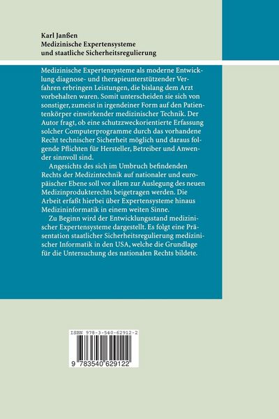 Produktbild: Medizinische Expertensysteme und staatliche Sicherheitsregulierung