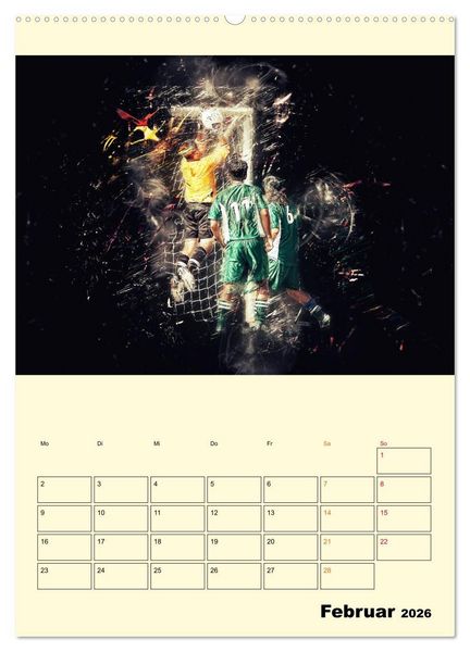Produktbild: Fu&szlig;ball - Feuer (hochwertiger Premium Wandkalender 2026 DIN A2 hoch), Kunstdruck in Hochglanz