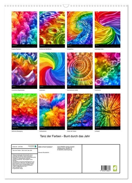Produktbild: Tanz der Farben - Bunt durch das Jahr (Wandkalender 2026 DIN A2 hoch), CALVENDO Monatskalender