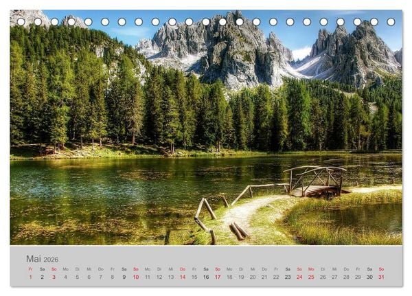 Produktbild: Traumkulissen in den Dolomiten (Tischkalender 2026 DIN A5 quer), CALVENDO Monatskalender