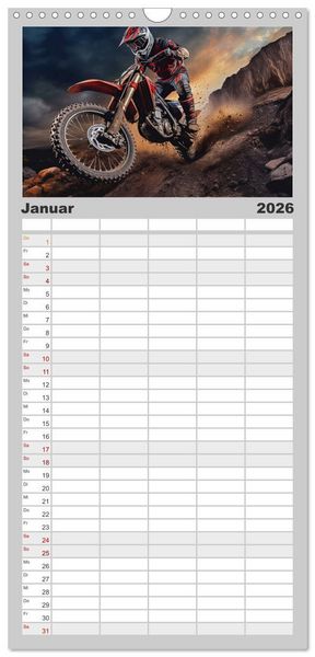 Produktbild: Familienplaner 2026 - Motorcross Welt mit 5 Spalten (Wandkalender, 21 x 45 cm) CALVENDO