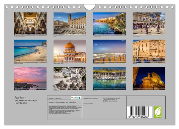 Produktbild: Apulien - Impressionen aus S&uuml;ditalien (Wandkalender 2026 DIN A4 quer), CALVENDO Monatskalender