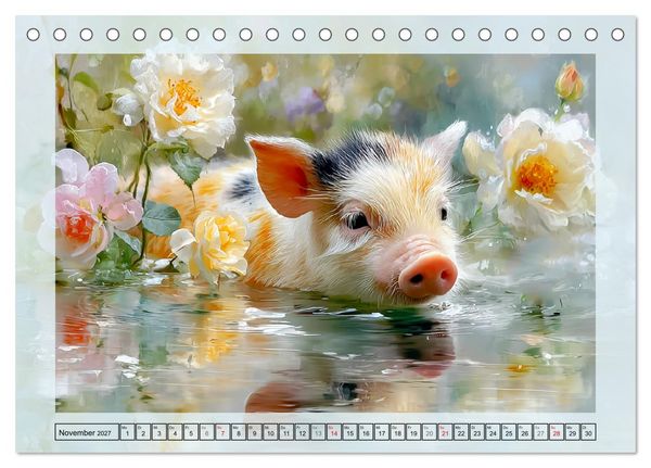 Produktbild: Mini-Schweinchen. Herzensbrecher im Garten (Tischkalender 2027 DIN A5 quer), CALVENDO Monatskalender