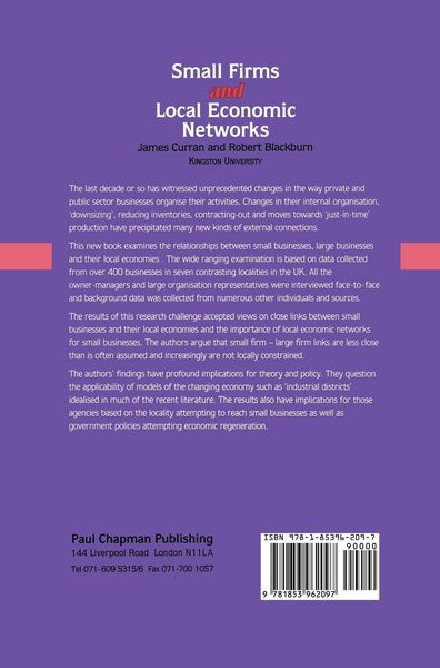 Produktbild: Small Firms and Local Economic Networks