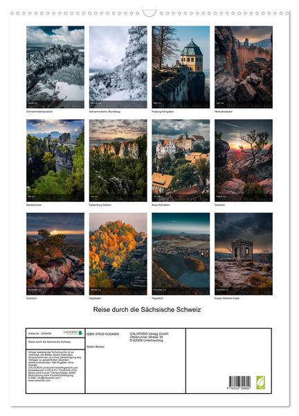 Produktbild: Reise durch die S&auml;chsische Schweiz (Wandkalender 2026 DIN A2 hoch), CALVENDO Monatskalender