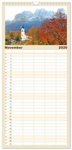 Produktbild: Familienplaner 2026 - Zauber der Zugspitze mit 5 Spalten (Wandkalender, 21 x 45 cm) CALVENDO