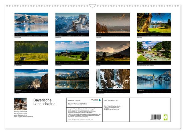 Produktbild: Bayerische Landschaften (Wandkalender 2026 DIN A2 quer), CALVENDO Monatskalender