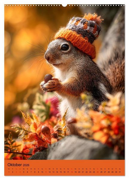Produktbild: Eichh&ouml;rnchen Kalender - Tierkalender mit verr&uuml;ckten Eichk&auml;tzchen (Wandkalender 2026 DIN A2 hoch), CALVENDO Monatskalender
