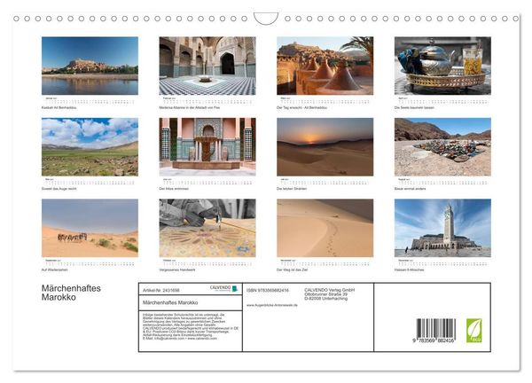 Produktbild: M&auml;rchenhaftes Marokko (Wandkalender 2027 DIN A3 quer), CALVENDO Monatskalender