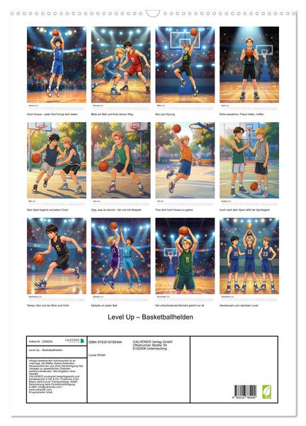 Produktbild: Level Up &ndash; Basketballhelden (Wandkalender 2027 DIN A2 hoch), CALVENDO Monatskalender