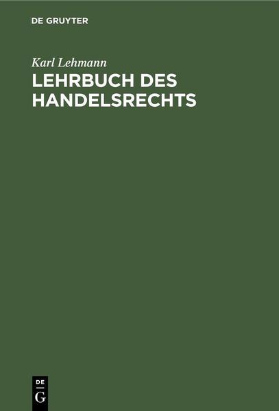 Produktbild: Lehrbuch des Handelsrechts