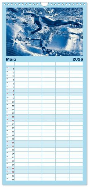 Produktbild: Familienplaner 2026 - FREUBAD mit 5 Spalten (Wandkalender, 21 x 45 cm) CALVENDO
