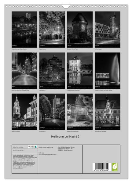 Produktbild: Heilbronn bei Nacht 2 (Wandkalender 2026 DIN A3 hoch), CALVENDO Monatskalender