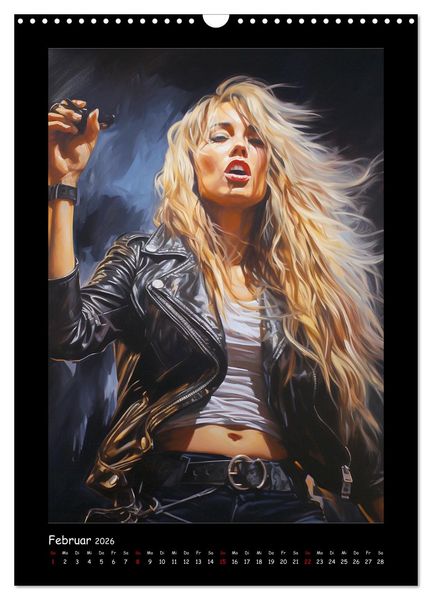 Produktbild: Heavy Metal-Queens. Wilde Rock- und Metal-Girl Paintings (Wandkalender 2026 DIN A3 hoch), CALVENDO Monatskalender