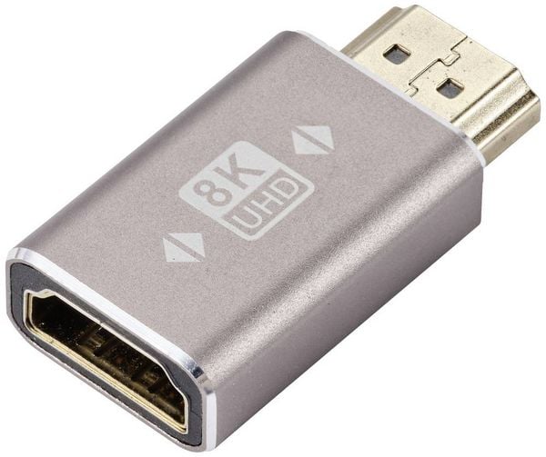 Produktbild: SpeaKa Professional SP-11302000 HDMI Adapter [1x HDMI-Stecker - 1x HDMI-Buchse] Grau UHD 8K @ 60 Hz, UHD 4K @ 120 Hz