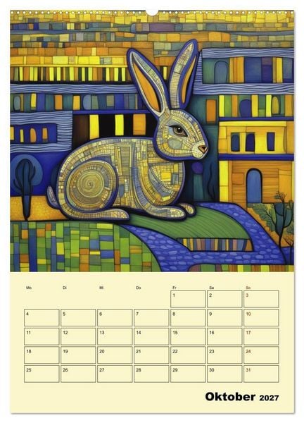 Produktbild: Farbenfrohe Tiermalerei (hochwertiger Premium Wandkalender 2027 DIN A2 hoch), Kunstdruck in Hochglanz
