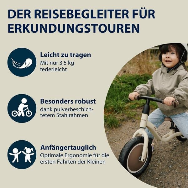 Produktbild: HUDORA 10920 - Laufrad Cruisy 10 mocha, für Kinder von 73-100 cm, Sitzhöhe: 24-31,5 cm