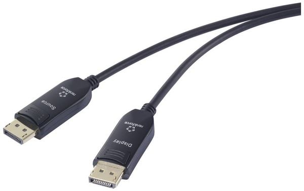 Produktbild: Renkforce Glasfaser / DisplayPort Anschlusskabel DisplayPort Stecker, DisplayPort Stecker 30.00 m Schwarz RF-6117772 8K UHD DisplayPort-Kabel