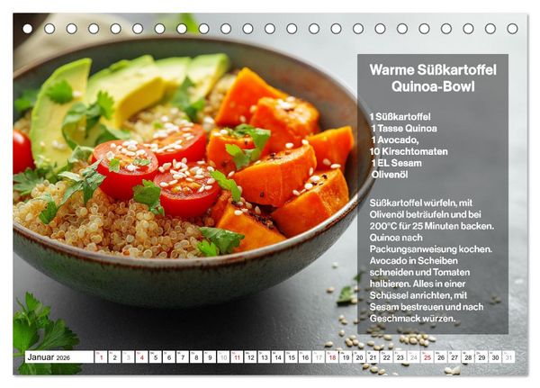 Produktbild: Veganes Soulfood - Leichte vegan Rezepte f&uuml;r jeden Monat (Tischkalender 2026 DIN A5 quer), CALVENDO Monatskalender