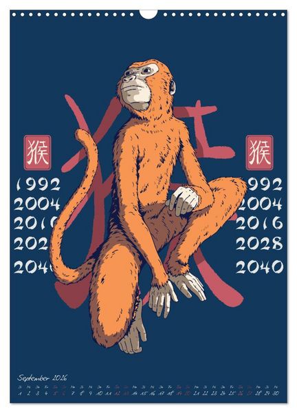 Produktbild: Chinesische Tierkreiszeichen (Wandkalender 2026 DIN A3 hoch), CALVENDO Monatskalender