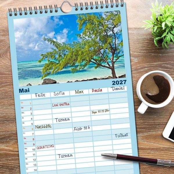 Produktbild: Familienplaner 2027 - Mauritius - Perle im Indischen Ozean mit 5 Spalten (Wandkalender, 21 x 45 cm) CALVENDO