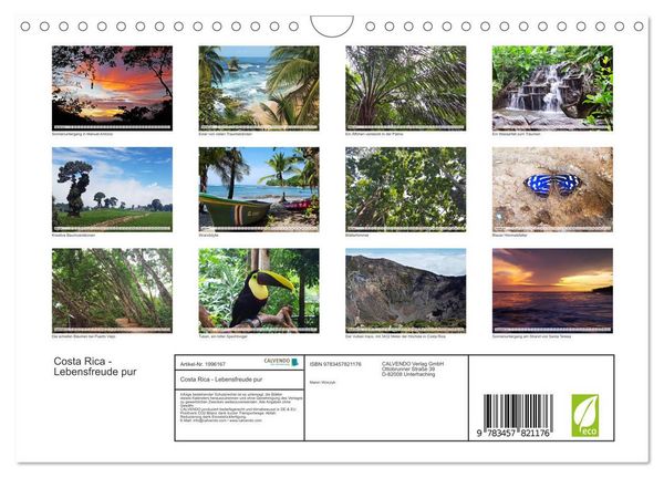 Produktbild: Costa Rica - Lebensfreude pur (Wandkalender 2026 DIN A4 quer), CALVENDO Monatskalender