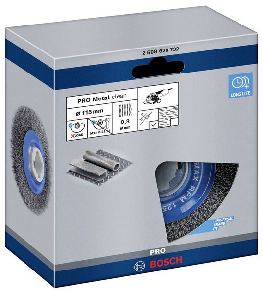 Produktbild: Bosch Accessories Scheibenb&uuml;rste Clean for Metal X-LOCK, gewellt, 115 mm, 0,3 mm 2608620732 1 St.