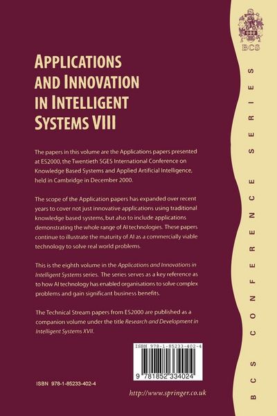 Produktbild: Applications and Innovations in Intelligent Systems VIII