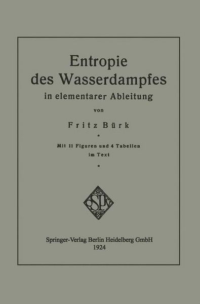 Produktbild: Entropie des Wasserdampfes in elementarer Ableitung