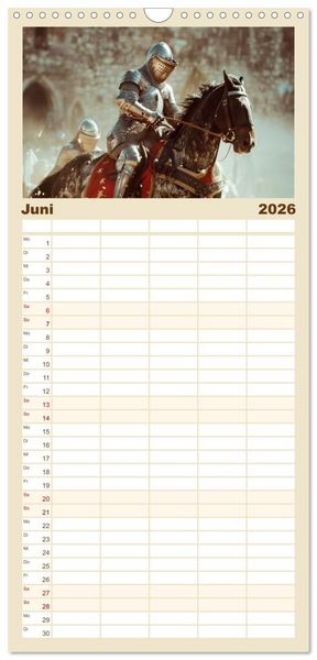 Produktbild: Familienplaner 2026 - Ritter - Legenden aus Stahl und Ehre mit 5 Spalten (Wandkalender, 21 x 45 cm) CALVENDO