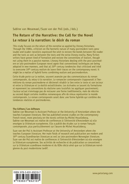 Produktbild: The Return of the Narrative: the Call for the Novel- Le retour &agrave; la narration : le d&eacute;sir du roman