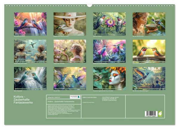 Produktbild: Kolibris - Zauberhafte Fantasiewerke (Wandkalender 2026 DIN A2 quer), CALVENDO Monatskalender