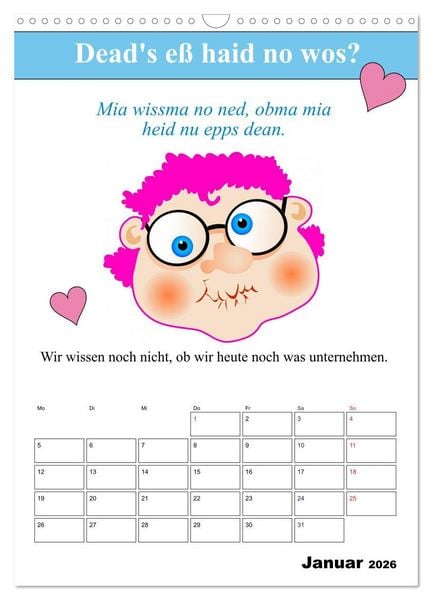 Produktbild: So a Schmarrn! Bairische Mundart (Wandkalender 2026 DIN A3 hoch), CALVENDO Monatskalender