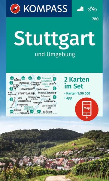Produktbild: KOMPASS Wanderkarten-Set 780 Stuttgart und Umgebung (2 Karten) 1:50.000