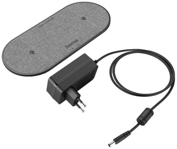 Hama Induktions-Ladegerät 10W QI-FC10 DUO 00201682 Ausgänge Induktionslade-Standard Schwarz