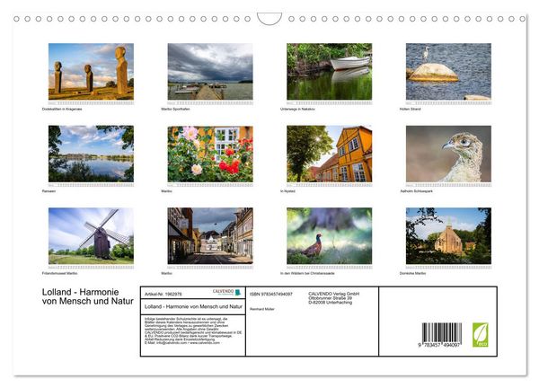 Produktbild: Lolland - Harmonie von Mensch und Natur (Wandkalender 2026 DIN A3 quer), CALVENDO Monatskalender