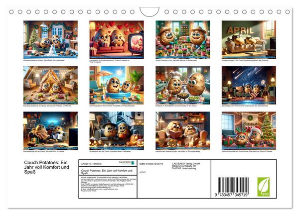 Produktbild: Couch Potatoes: Ein Jahr voll Komfort und Spa&szlig; (Wandkalender 2026 DIN A4 quer), CALVENDO Monatskalender