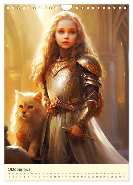 Produktbild: Kinder-Fantasy. Edle Burgfr&auml;ulein und Ritter im Mittelalter (Wandkalender 2026 DIN A4 hoch), CALVENDO Monatskalender
