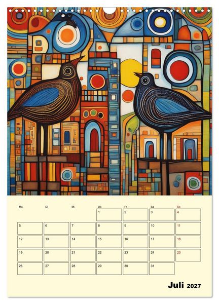 Produktbild: Farbenfrohe Tiermalerei (Wandkalender 2027 DIN A3 hoch), CALVENDO Monatskalender
