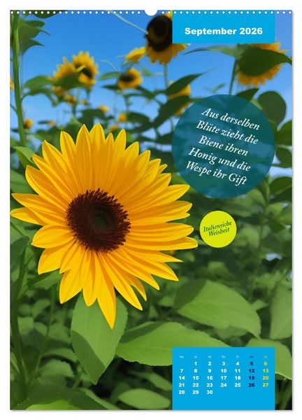 Produktbild: Verr&uuml;ckt nach BLUMEN Artwork - Farben - Zitate (Wandkalender 2026 DIN A2 hoch), CALVENDO Monatskalender
