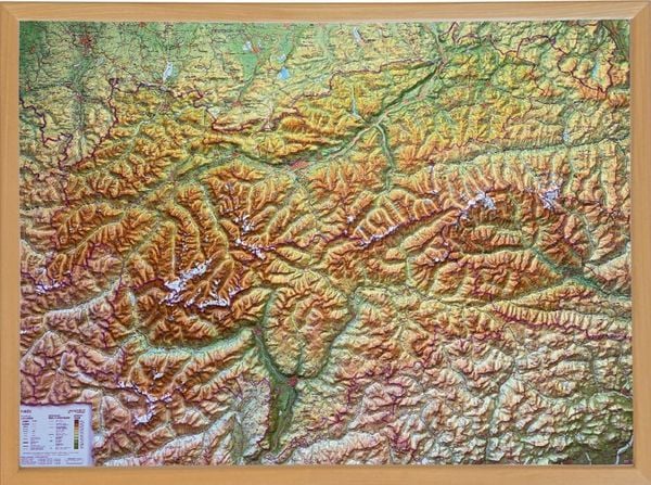 Produktbild: Relief Tirol 1:325.000 mit Naturholzrahmen