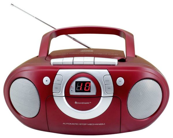 Produktbild: Soundmaster SCD5100RO CD-Radio UKW CD, AUX, Kassette, UKW Dunkelrot