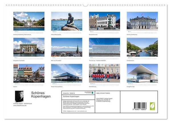Produktbild: Sch&ouml;nes Kopenhagen (hochwertiger Premium Wandkalender 2026 DIN A2 quer), Kunstdruck in Hochglanz