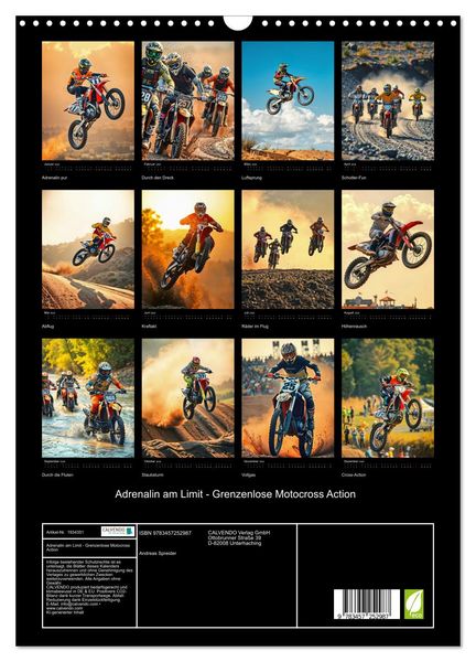 Produktbild: Adrenalin am Limit - Grenzenlose Motocross Action (Wandkalender 2026 DIN A3 hoch), CALVENDO Monatskalender